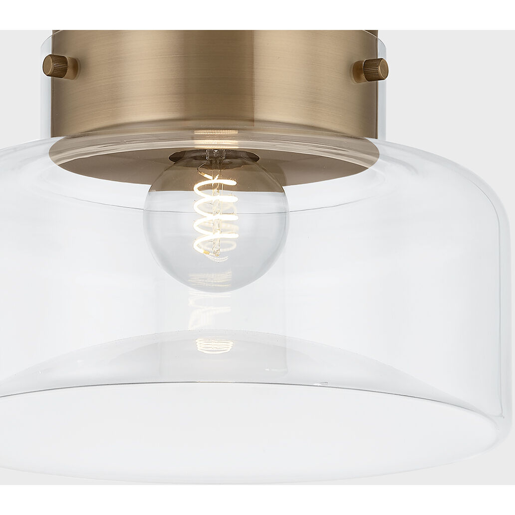 Bellow 1 Light 13 inch Patina Brass Flush Mount Ceiling Light